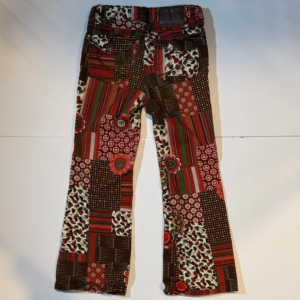 Girls 6 70s Hippie Boho The Children's Place Multicolor Patterned Pants wide leg
